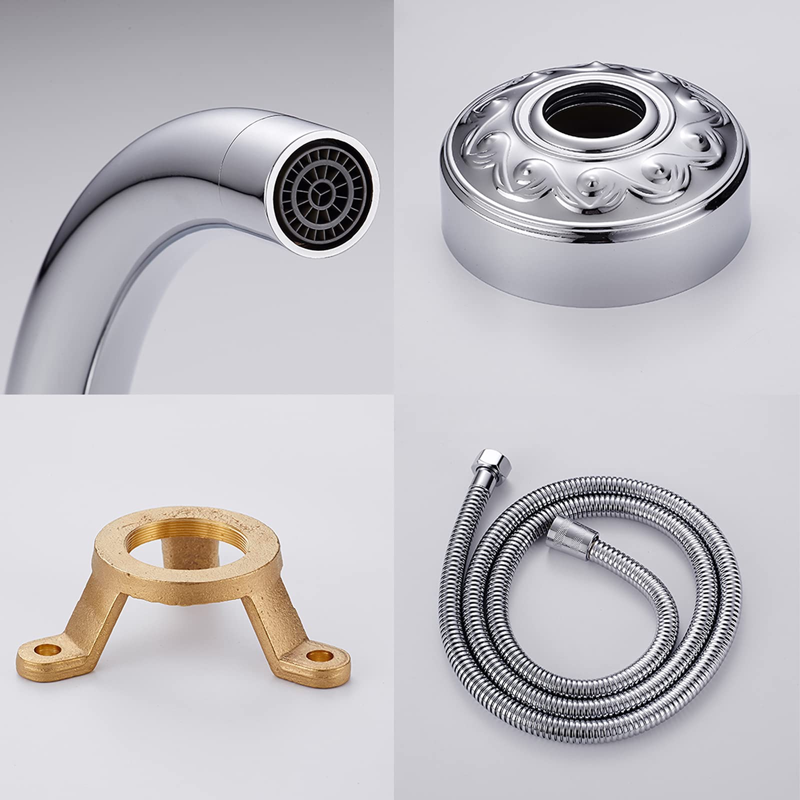 Votamuta Freistehende Badewannenarmatur – Gebürstetes Nickel, Bodenmontiert, Mit Handbrause & Schwenkbarem Auslauf