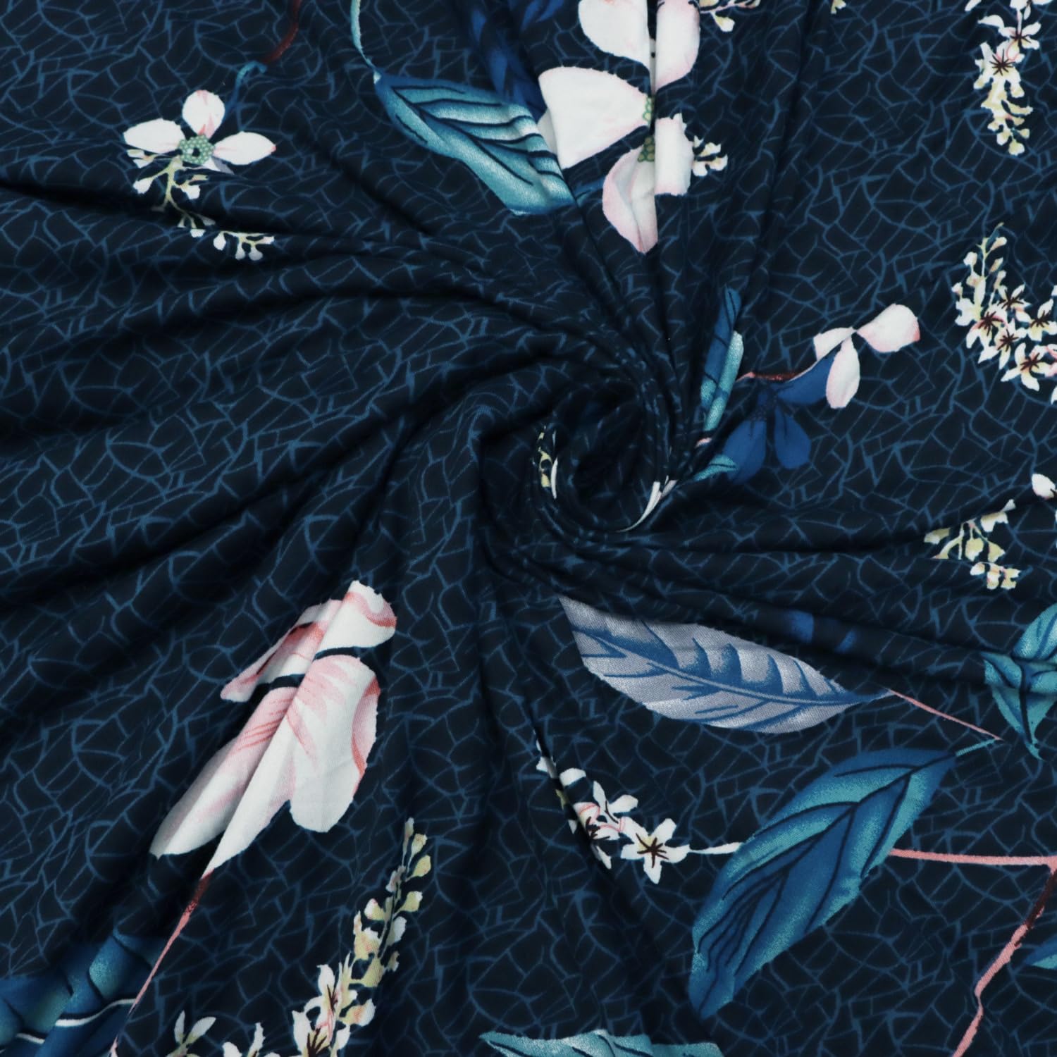 Lukzer L-Shaped Sofa Cover - Navy Blue Flower -5