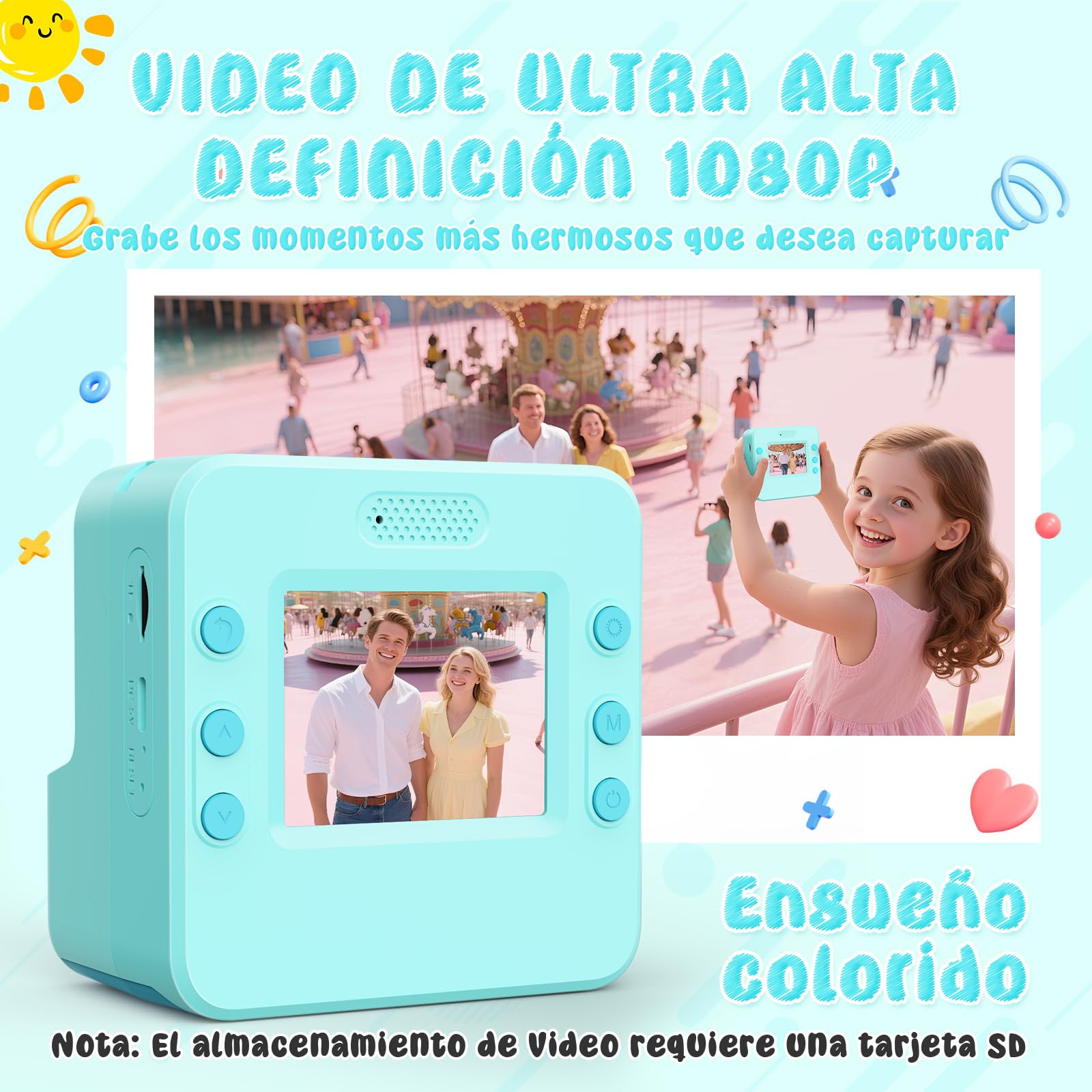 Macchina Fotografica Bambini Istantanea, 2.4" HD Portatile Macchina Fotografica Bambini 1080P Digitale Fotocamera Istantanea Regali Natale Compleanno per 3-10 Foto & 32GB SD