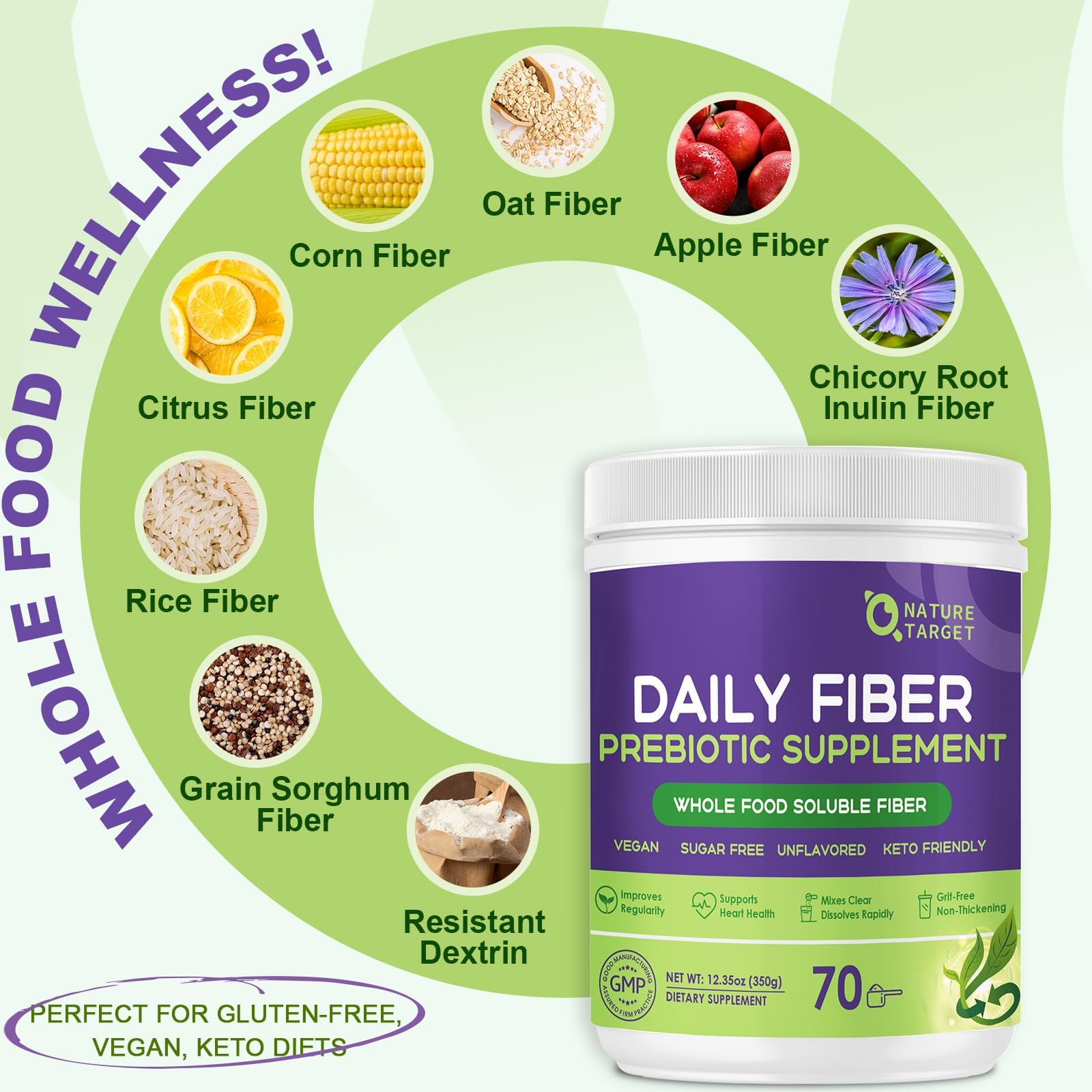 Nature Target Soluble Fiber Supplement, Unflavored Powder - 70 Servings — Amazon image 3