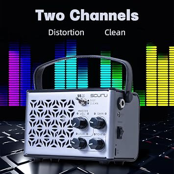 Caline Portable Guitar Amp,10W Mini Guitar Amplifier,Distortion,Clean Practice Amps for Electric Guita,Rechargeable Amp with Aux,Buletooth
