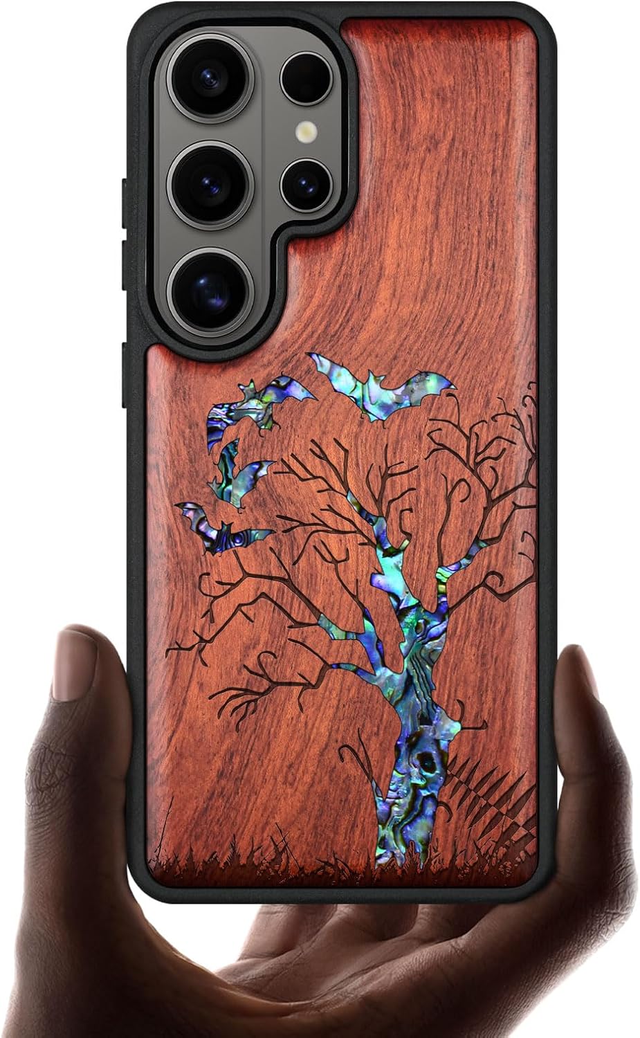 Carveit Magnetic Wooden Case for Samsung Galaxy S26 Ultra Case, Wood Artisan Engraved & Handmade Shell Inlaid, Compatible with MagSafe Wireless Chargers (Gothic Night) Rosy