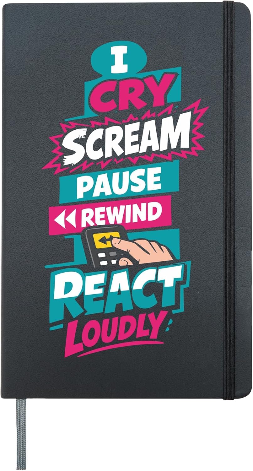 Anime Fangirl Screaming Anime Reaction Humor Excited Weeb Hardcover Journal, Black