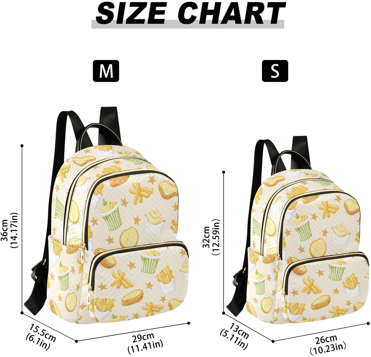 Star Mashed Potatoes Fries Pattern Backpack Purse for Women Shoulder Bag Fashion Daypack Ladies Handbag Lightweight Travel Bag Rucksack