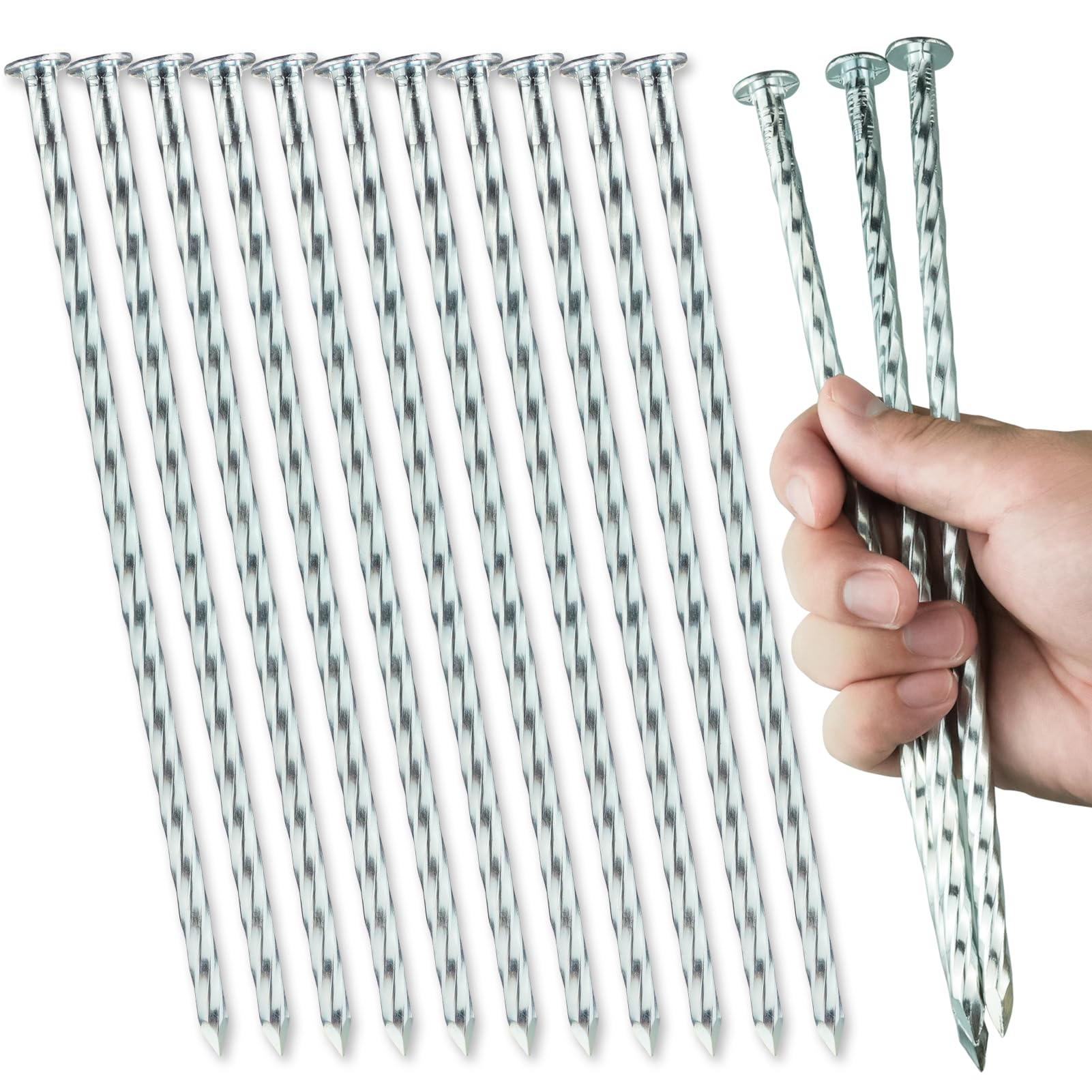 10 Inch Heavy Duty Landscape Stakes, 10 Pack Galvanized Spiral Artificial Turf Nails for…