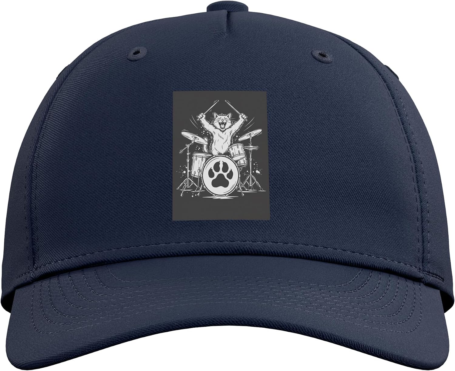 Drummer Cat Rock Drum Kit Cat Lover Design Adjustable Baseball Hat image 2