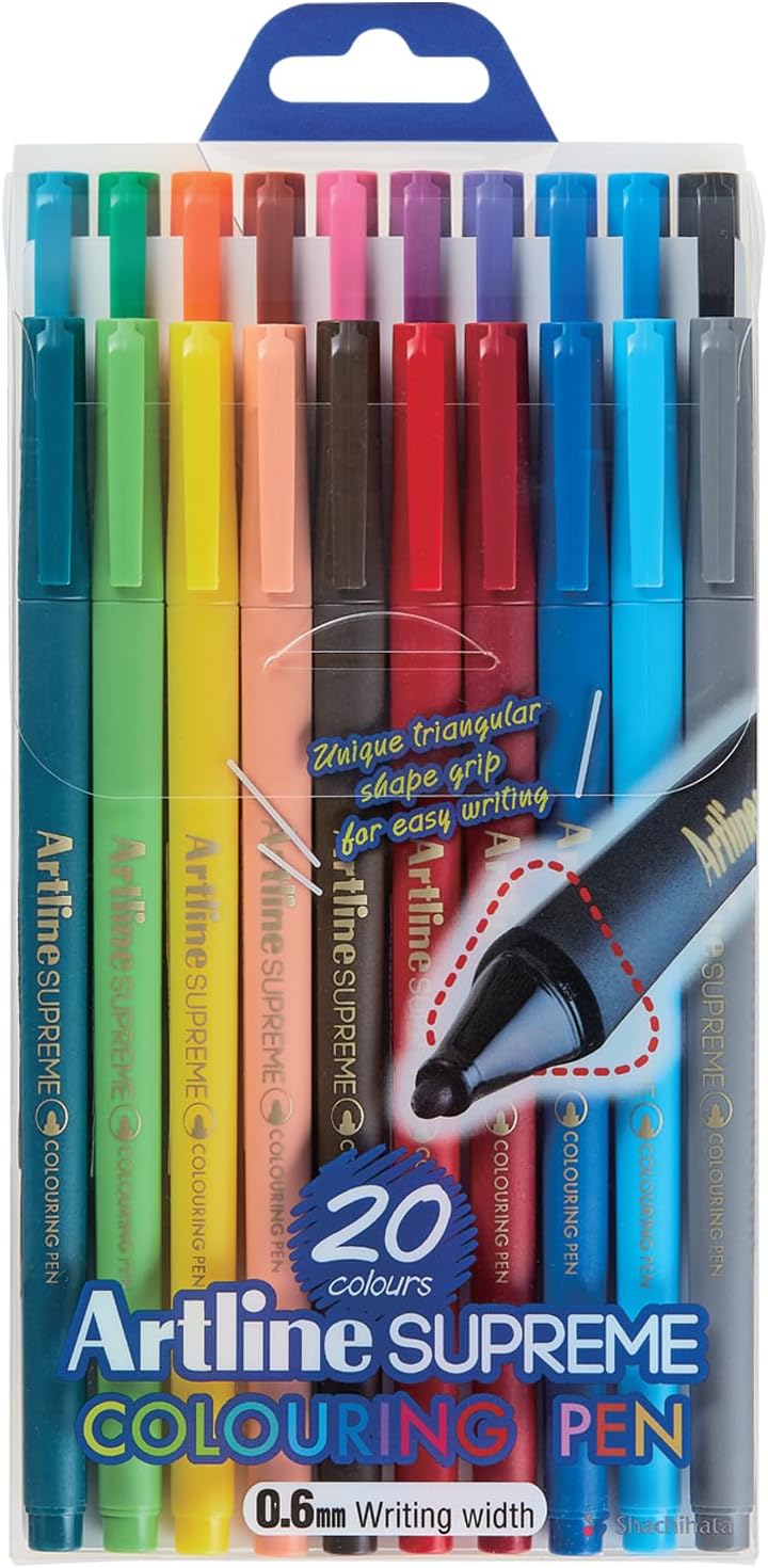 Artline 0.4 mm Supreme Fineliner Pens 20 Pack, Assorted (102220)