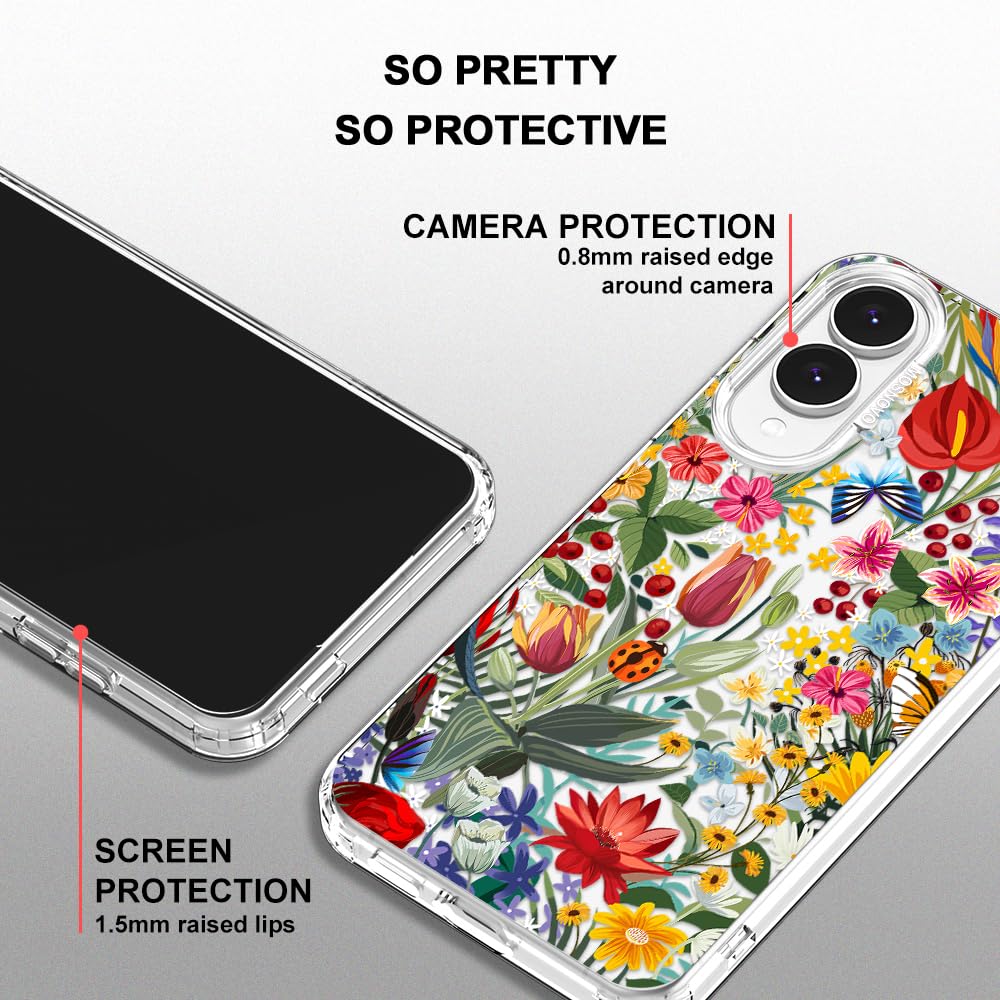MOSNOVO Coque pour Samsung Galaxy S25 Edge - Housse Fine Transparente Antichoc en TPU + PC [Protection Contre Les Chutes de 2 m/Anti-Pelage] - dans Le Jardin - 5