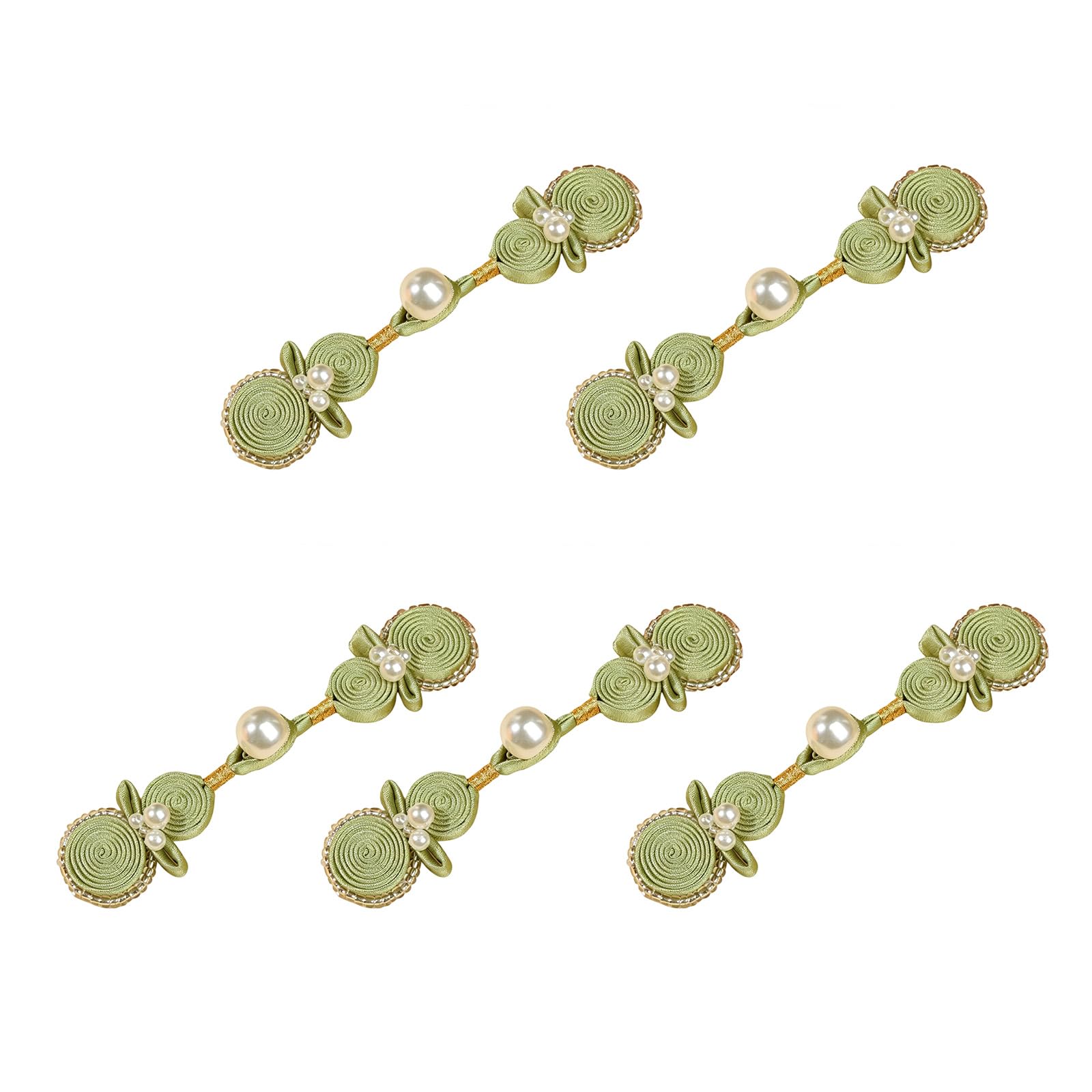 Yjcnelcr 5Pcs Pearls Gourd Oriental Knot Button Fabric Sewing Button Fasteners for Cheongsam Bridals Dress Sewing Craft Chinese Fabric