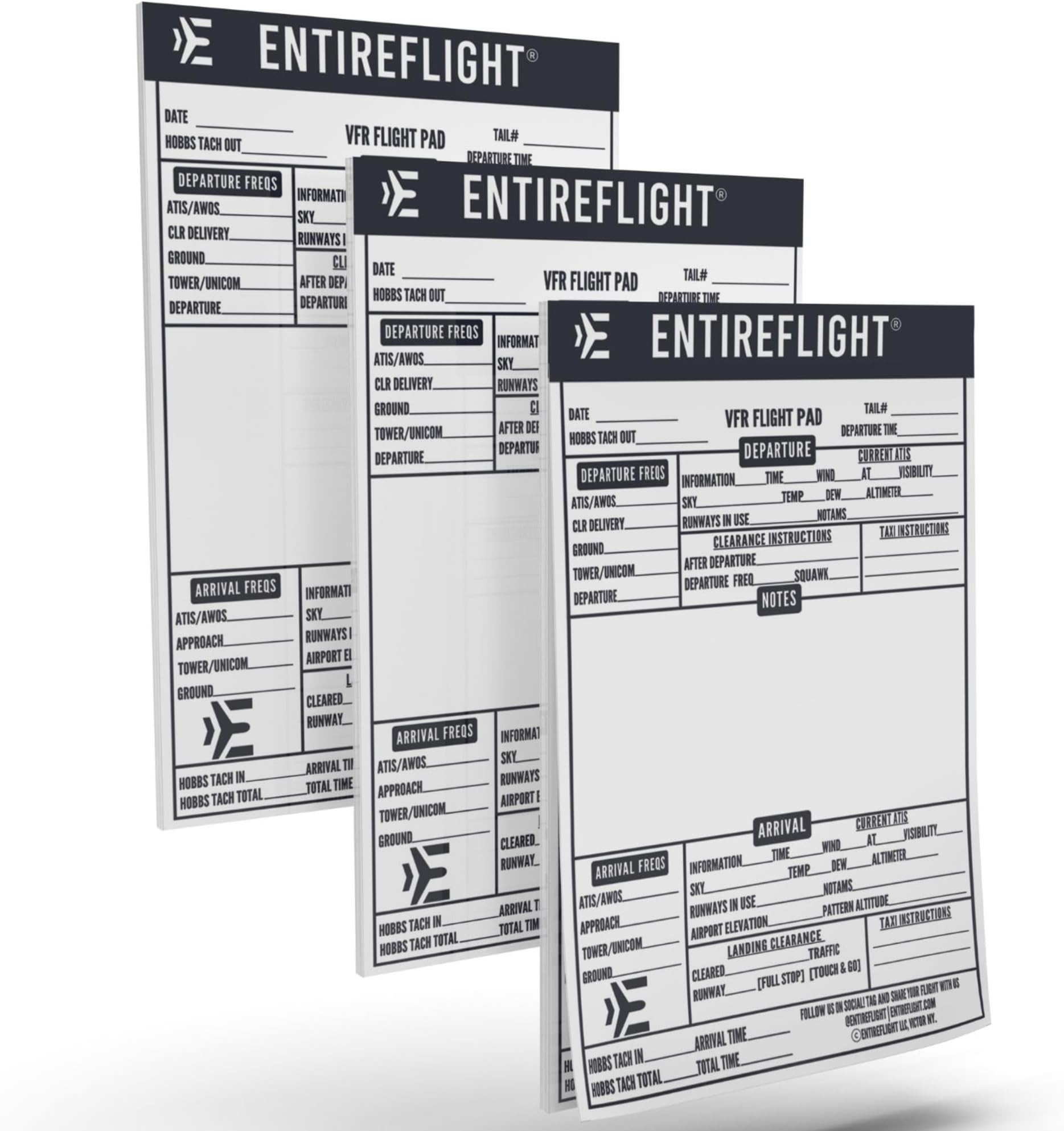 EntireFlight VFR Notepad for Pilot kneeboard - Accessories for Flight Bag | Great Addition to The Aviation Knee Board | Great Pilot Gifts for Students & CFIs