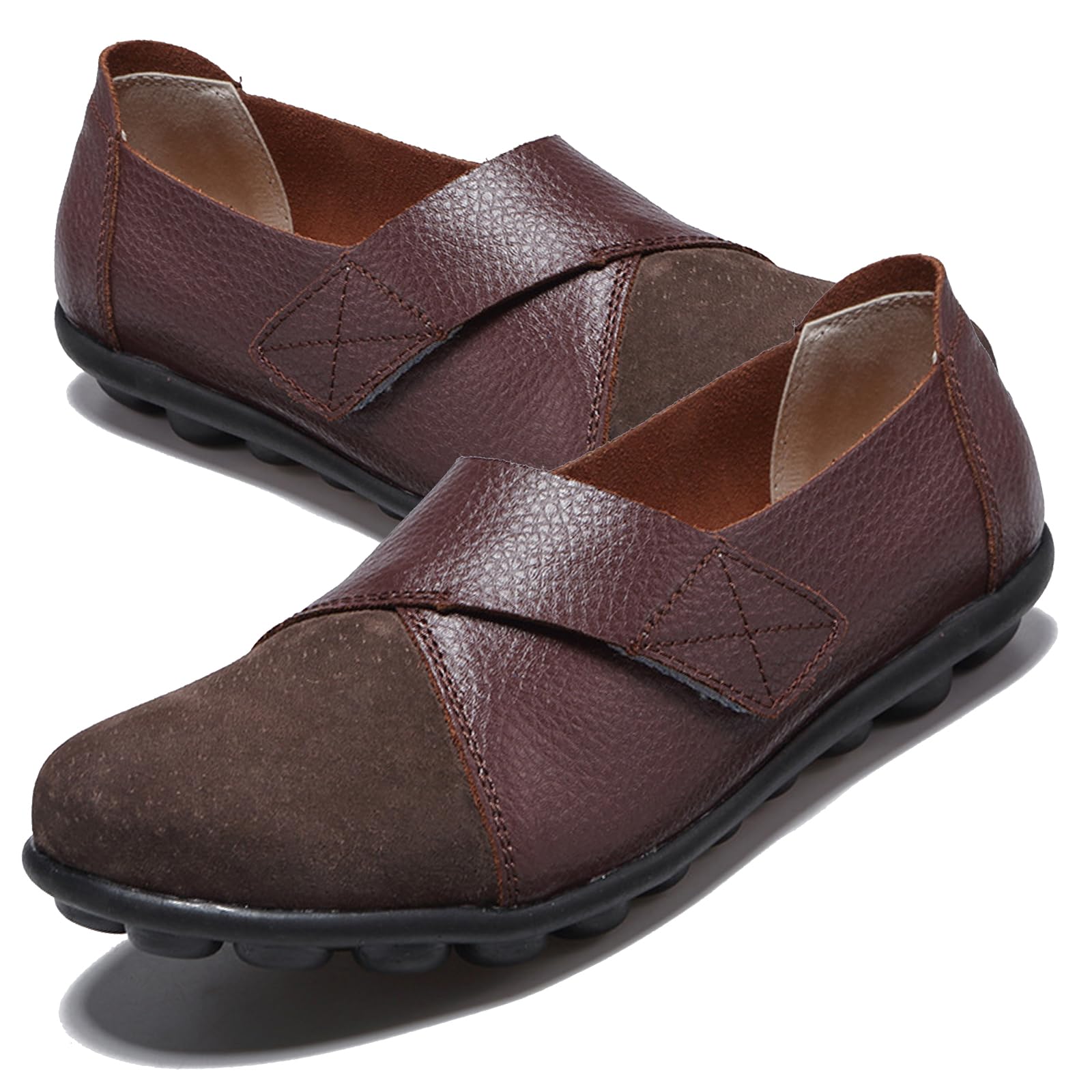 Aocase Shoes for Arthritis in the Feet Slippers Orthopedic PU Leather Diabetic Shoes for Women Orthopedic Shoes for Women Extra Large Shoes,Coffee,44/270mm