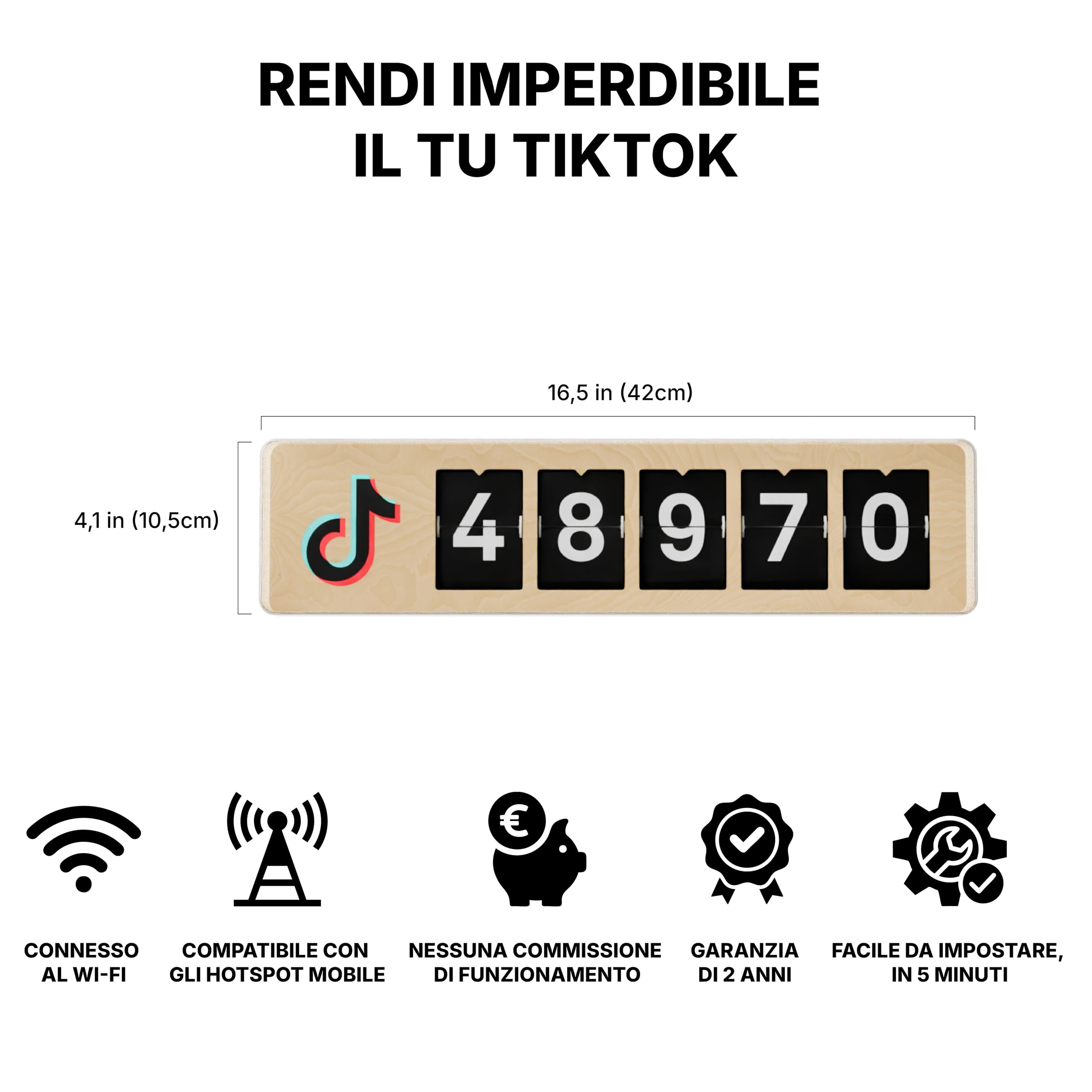 Contador de seguidores de TikTok - Pantalla de solapa dividida en tiempo real - Aumenta los seguidores y el compromiso - Para creadores, tiendas y más - Wi-Fi y punto de acceso - Fácil