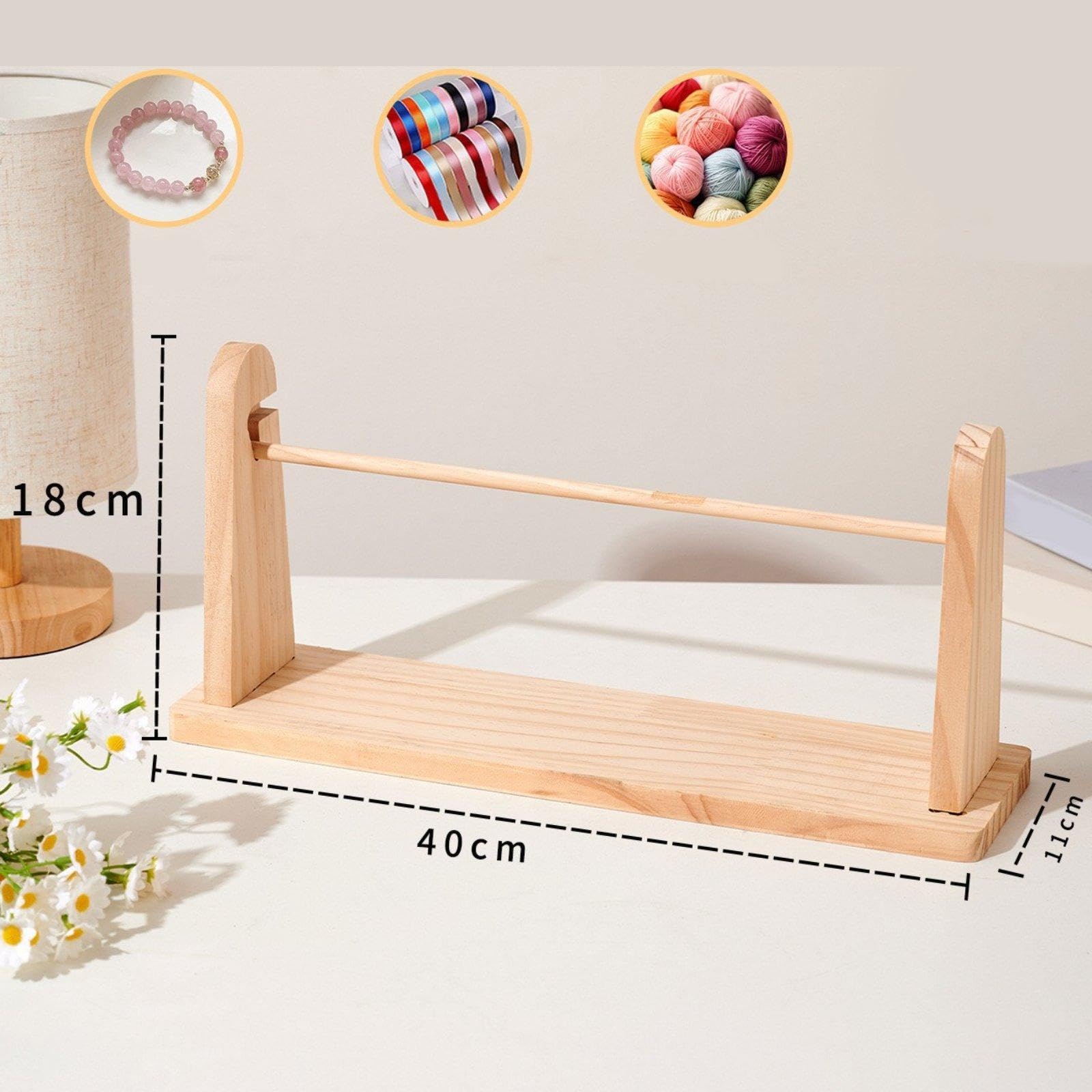 Organizzatore di Nastri in Legno, Porta Nastri, Supporto per Bobina, Dispenser, Accessorio per Lavori Creativi con Robusta Struttura in Legno, Salvasp