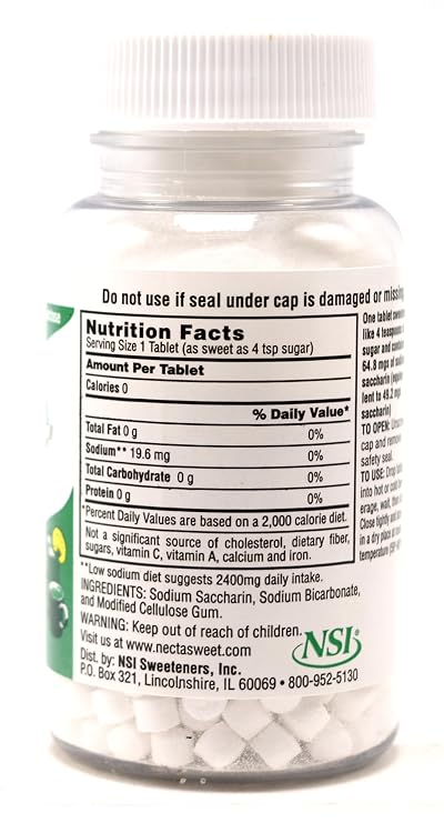 Necta Sweet Sugar Substitute Tablets, 1 Grain, 500 Tablets - 8 Pack