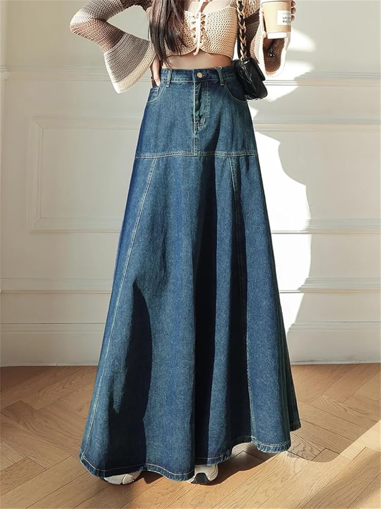 スカート AVANDRESS Harper Tassel Pocket Denim Long Skirt BLUE AD43SK1 Women's Long denim skirt with devoré | Blue | Diesel