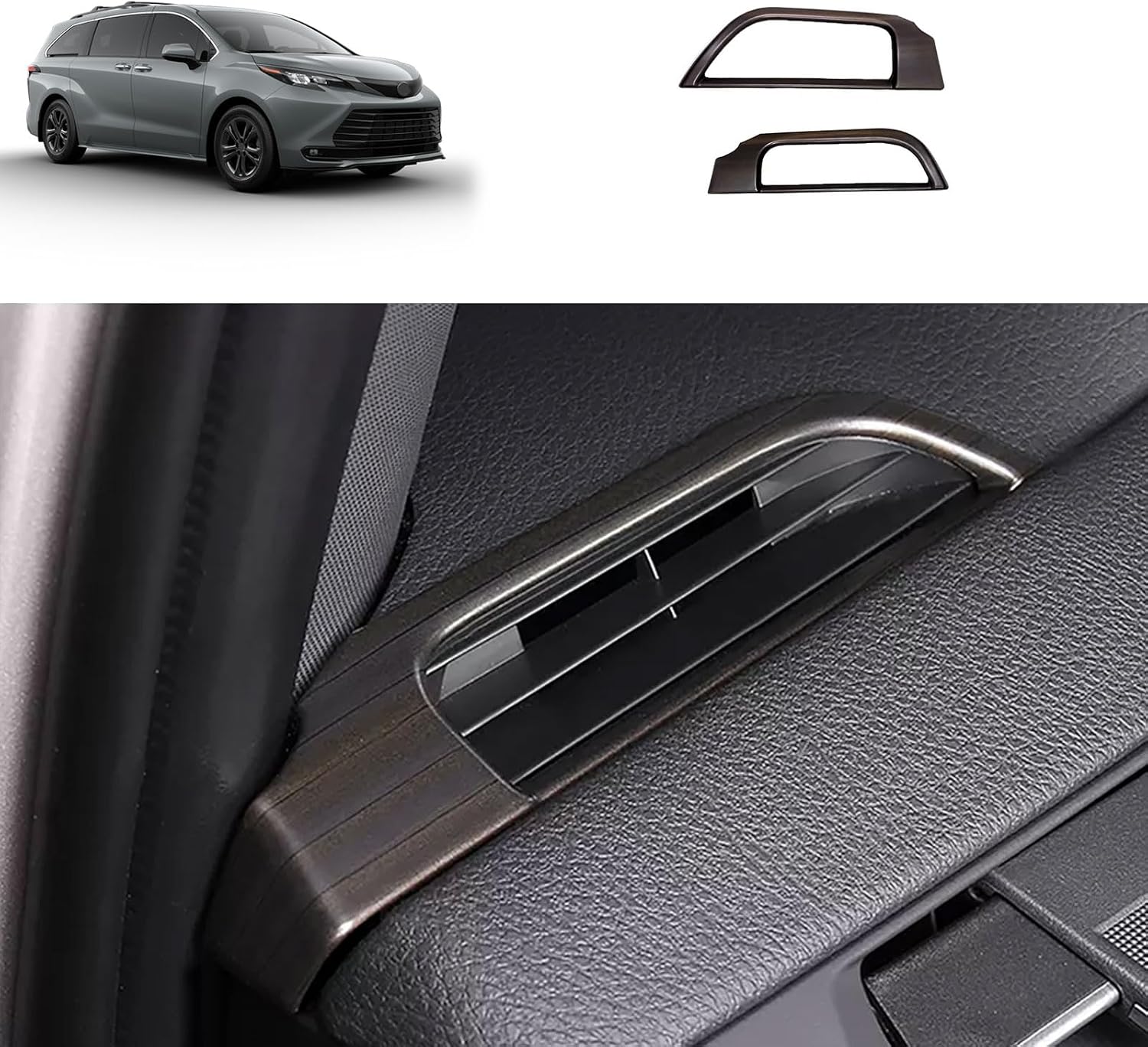 Upper Air Vent Cover Trims Compatible with Toyota Sienna 2021 2022 2023 Dashboard Air Vent Trims Wind Outlet Cover Interior Car Accessories ABS 1PCS (Peach Wood Style)