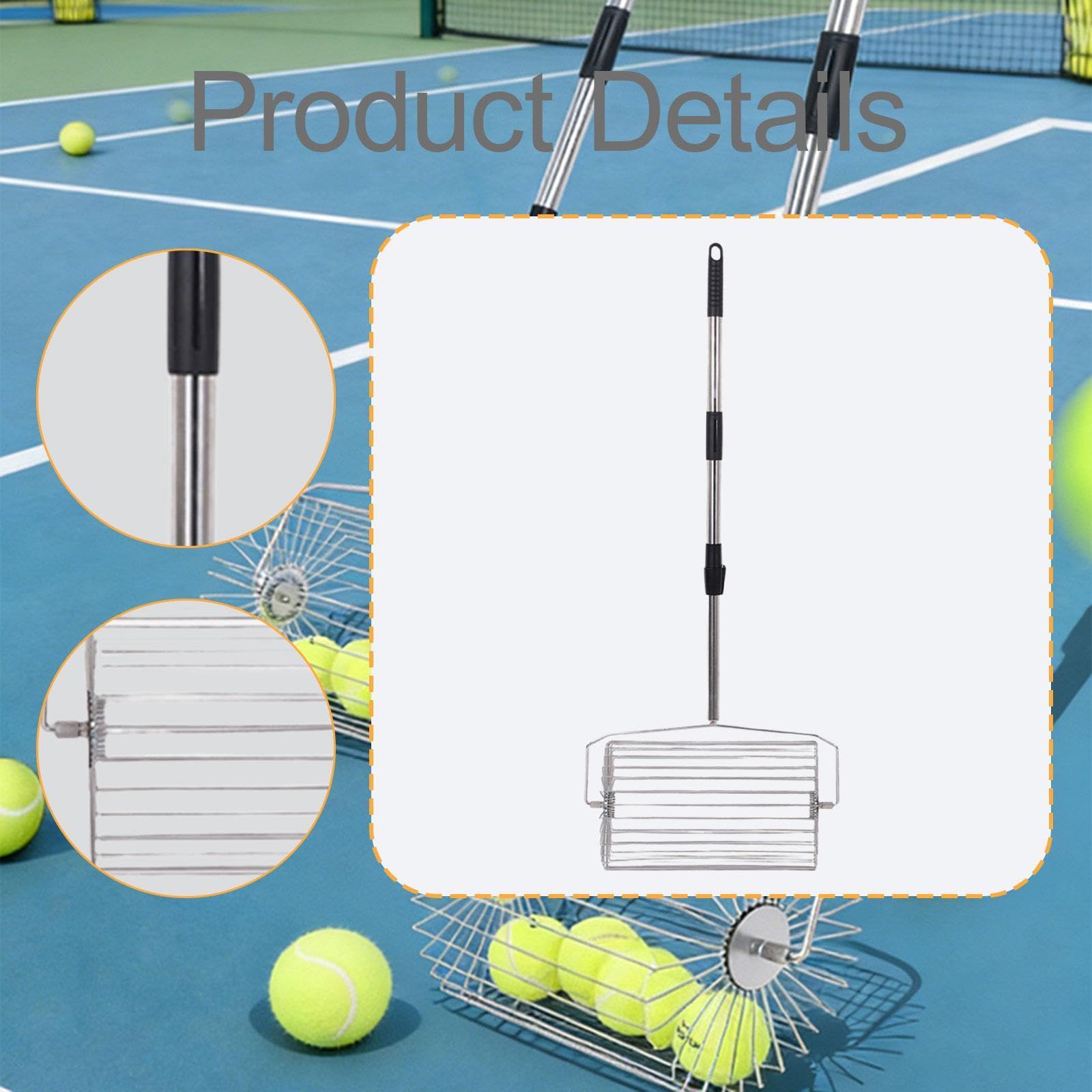 Recogedor de Pelotas de Tenis Oshhni, Herramienta de Recogida Rápida, Ligero, con Ruedas
