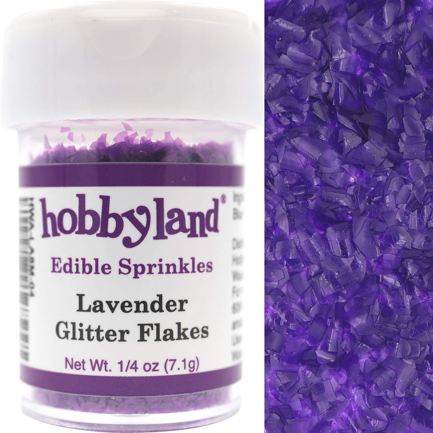 Hobbyland Edible Glittery Flakes (Lavender Purple Glitter Flakes, 1/4 oz)