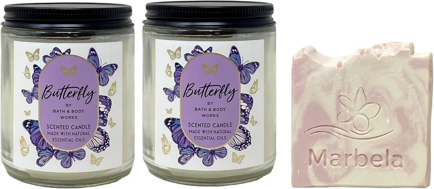 Amazon.com: Bath & Body Works Butterfly Scented Candle 1-Wick 2 Pack (7 ...