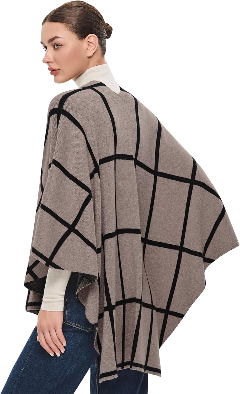 PULI Women's Elegant Shawl Wraps Soft Open Front Poncho Sweater for Spring Fall Winter - Image 2