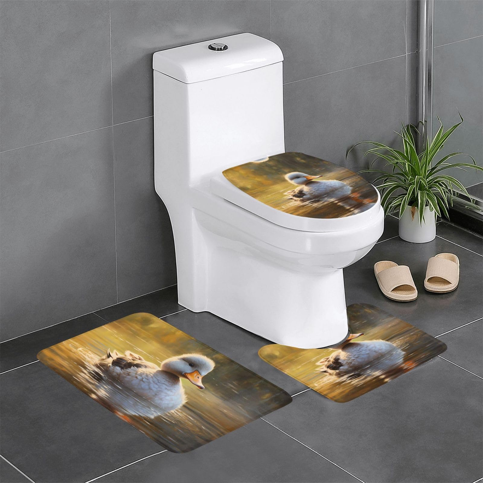 Tapis de salle de bain antidérapant 61x40.6 cm ensemble WC U O WHJDPP