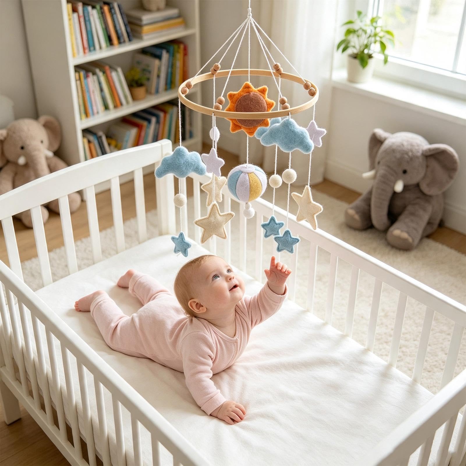 Bambini Mobile per Culla Handmade Naturale Liscia Ornamenti In Legno | Clip mobile per culla per ragazzi doccia festa casa giorno soggiorno finestra porta soffitto