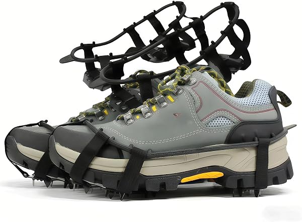 24歯スチールスパイクシューズカバー - 滑り止めアイス&スノーグリップ ハイキング 登山 ウォーキング ランニング ハンティング用 - 1