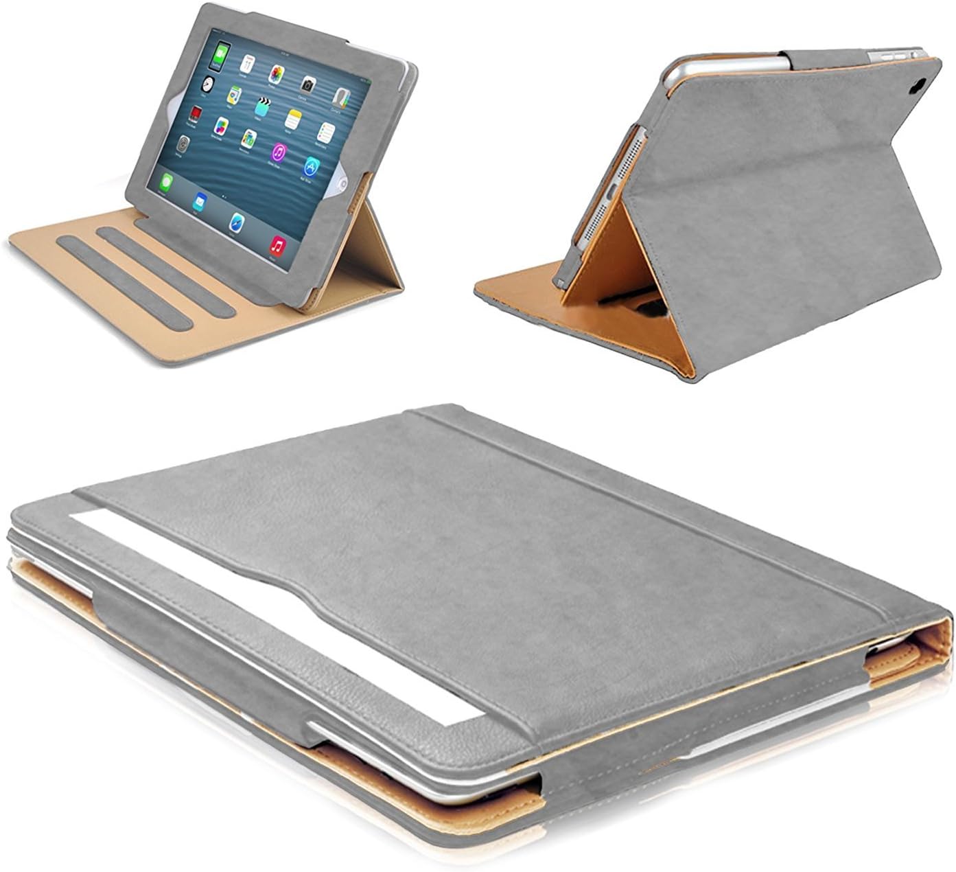 Sponsored Ad – MOFRED® Grey & Tan Apple iPad Air 2 (Launched 2014) Leather Case-Voted #1 Best iPad Case by The Daily Telegraph (iPad Models A1566 A1567)