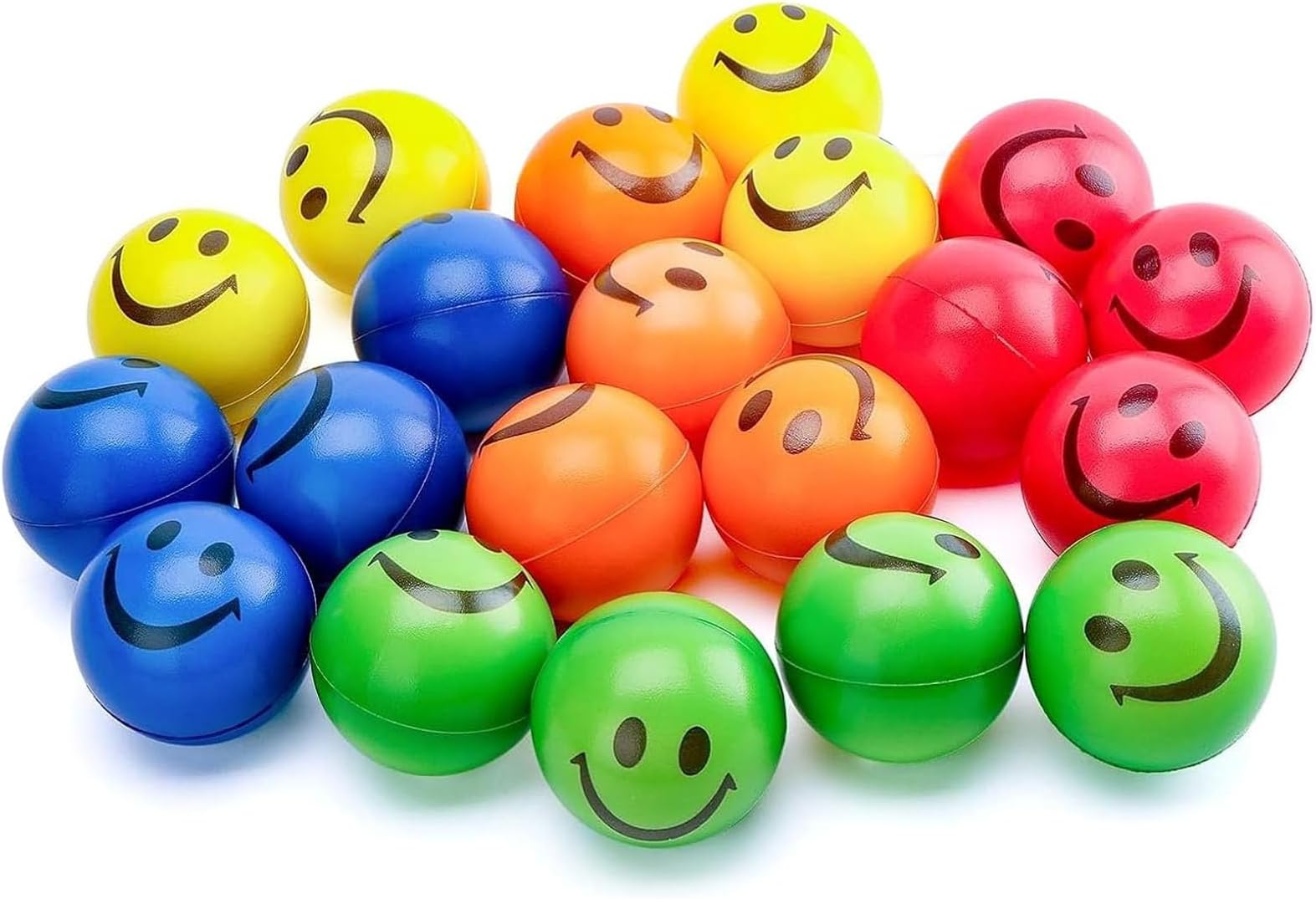 LovesTown 20 PCS Stress Balls for Kids, Squeeze Toys Smile Face Sensory Stretchy Fidget Toys for Kids Adults Stress Relief Gifts for Coworker Classroom Prize Basket Stuffers, 2.5 Inch