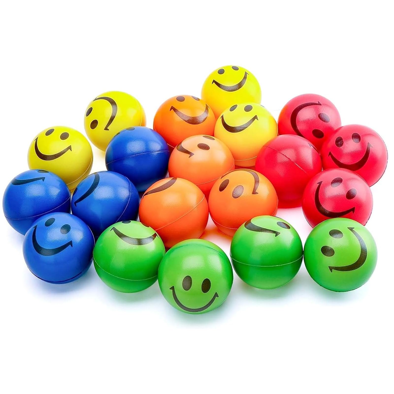 LovesTown 20 PCS Squeeze Toys, 2.5 Inch Smile Face Stress Balls Office Sensory Fidget Toys for Desk Adults Kids Stress Relief Gifts for Coworker Colleague Classroom Prize Goodie Bag Stuffer