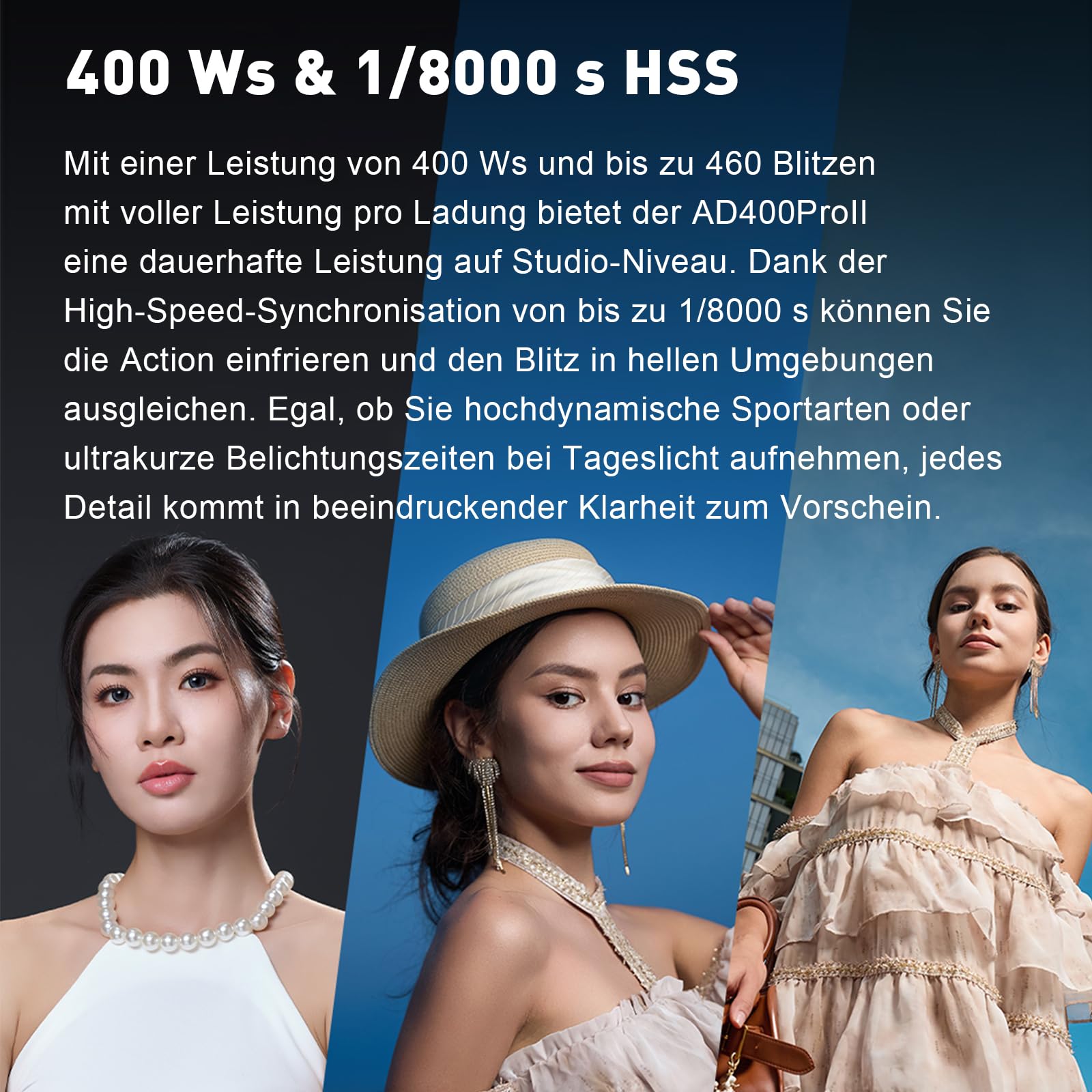 Godox AD400ProII 400Ws Blitzgerät für Fotografie AD400Pro II Outdoor Blitz | AD400 PRO II Blitz TTL GN72 HSS 1/8000s,0.01–1s Ladezeit,2.4G Wireless X mit 30W Bi-Color LED-Einstelllicht,2600mAh Batterie