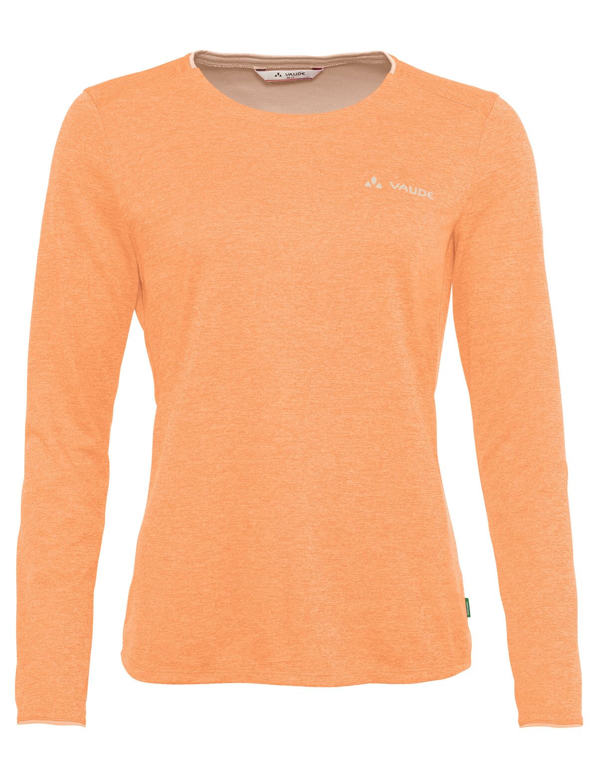 VAUDE Damen Longsleeve Essential LS T-Shirt, Funktionsshirt, perfekt als Baselayer, atmungsaktiv, pflegeleicht und schnelltrocknend, Sweet orange, 42