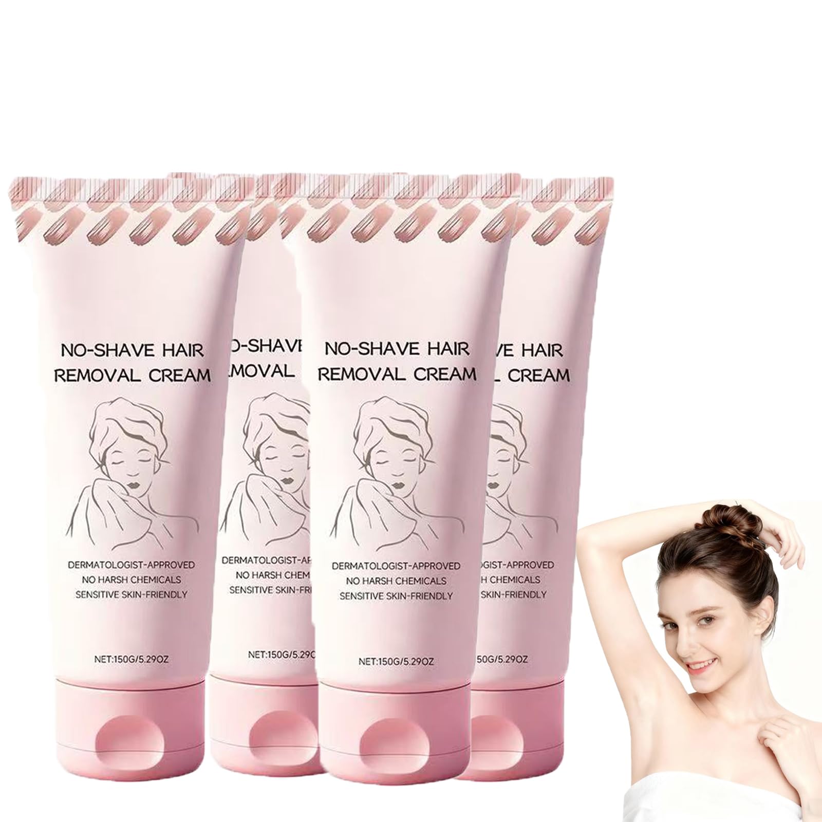 Crema de afeitado para mujeres, crema de depilación para pieles sensibles, cremas de depilación para la cara, hidrata y cuida la piel. (4 unidades)