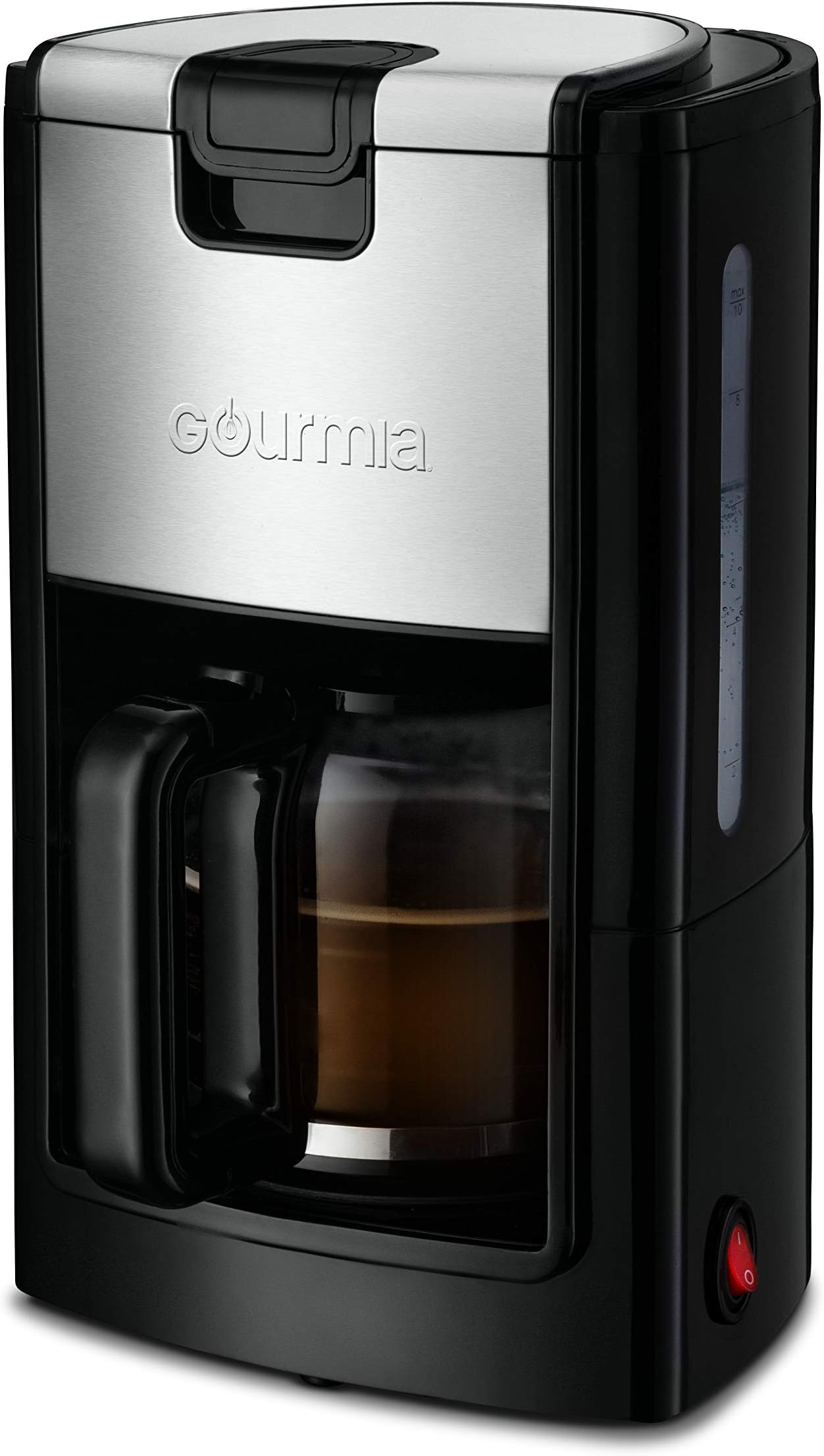 Gourmia GCM1835 10-Cup Automatic Drip Coffee Maker with Extra-Large 40-Ounce Reservoir -One-Touch Brewing - Glass Carafe - Stainless Steel Accents - Reusable Filter - 900 Watts