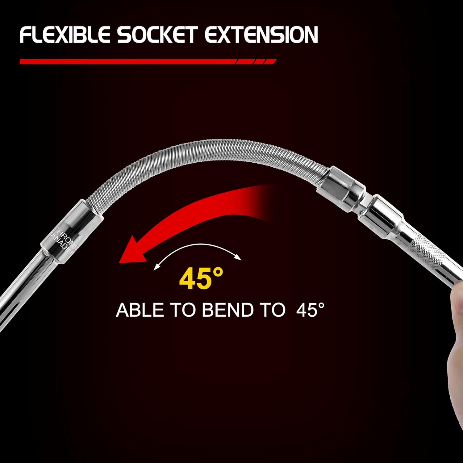 GURADESIGN 5-Piece 1/4 Inch Drive Extension Bar Set, Includes 2, 4, and 6 Inch Extensions, 1/4 Inch Drive Universal Joint Socket and Flexible Socket Extension Bar
