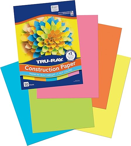 Miniatura 3 de Tru-Ray Papel de construcción pesado, colores surtidos calientes, 9 x 12 pulgadas, 50 hojas y papel de construcción P103031, 10 colores clásicos, 9