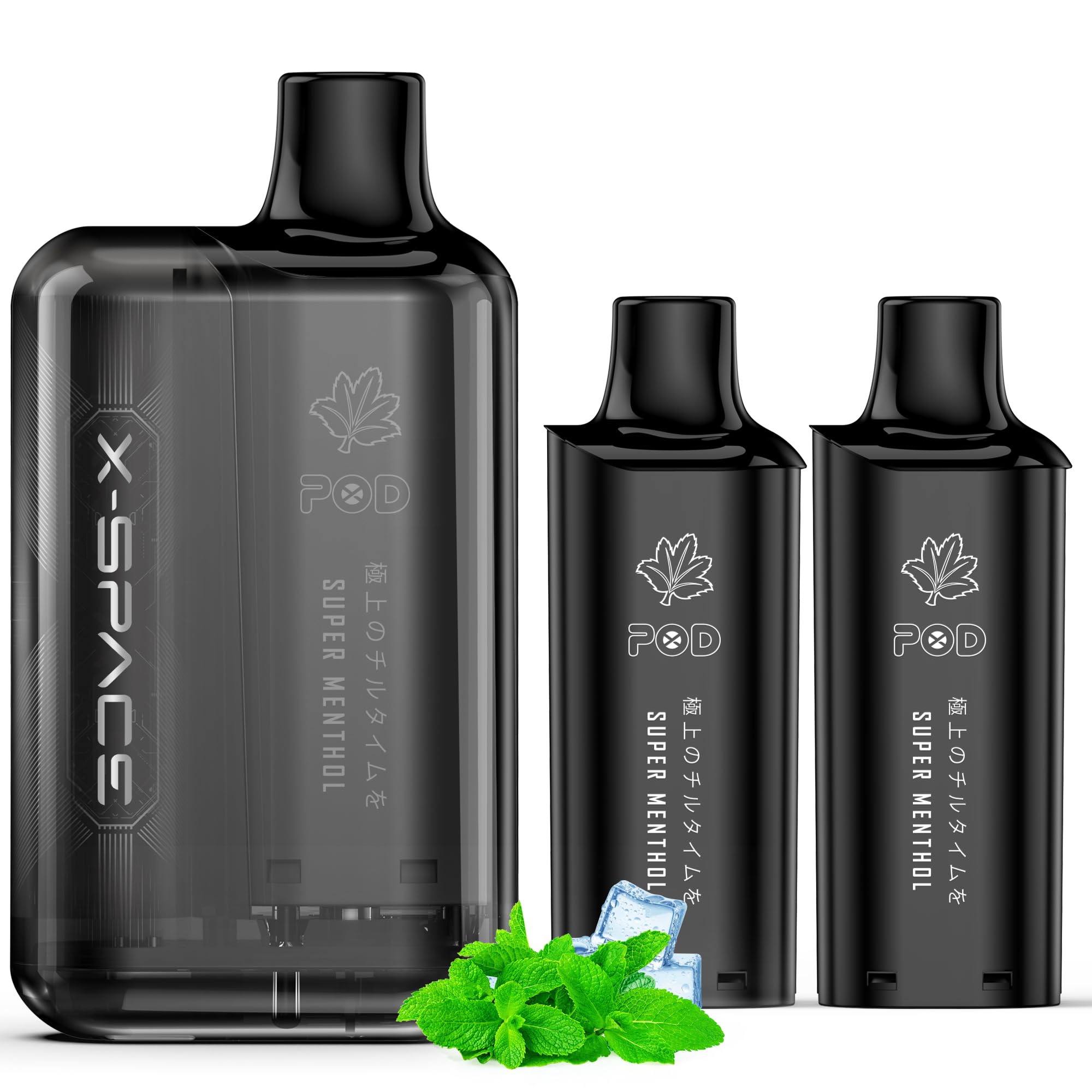 電子タバコ vape シーシャ 16,000回吸引可能 繰り返し充電 煙量調節 爆煙 大容量 ベイプ 使い捨て カートリッジ2個つき 持ち運び 水蒸気タバコ 禁煙 節煙 ニコチン0 タール0 ストロングメンソール X-SPACE