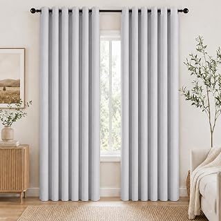 Deconovo 100% Blackout Linen Curtains for Living Room Bedroom 72 Inch Long