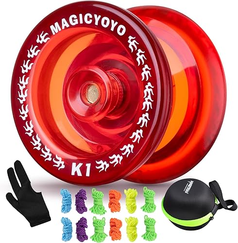 Miniatura 1 de MAGICYOYO Responsive YoYo K1-Plus para niños principiantes con bolsa de almacenamiento Yoyo + 12 cuerdas de Yoyo y guante de regalo (rojo cristal)