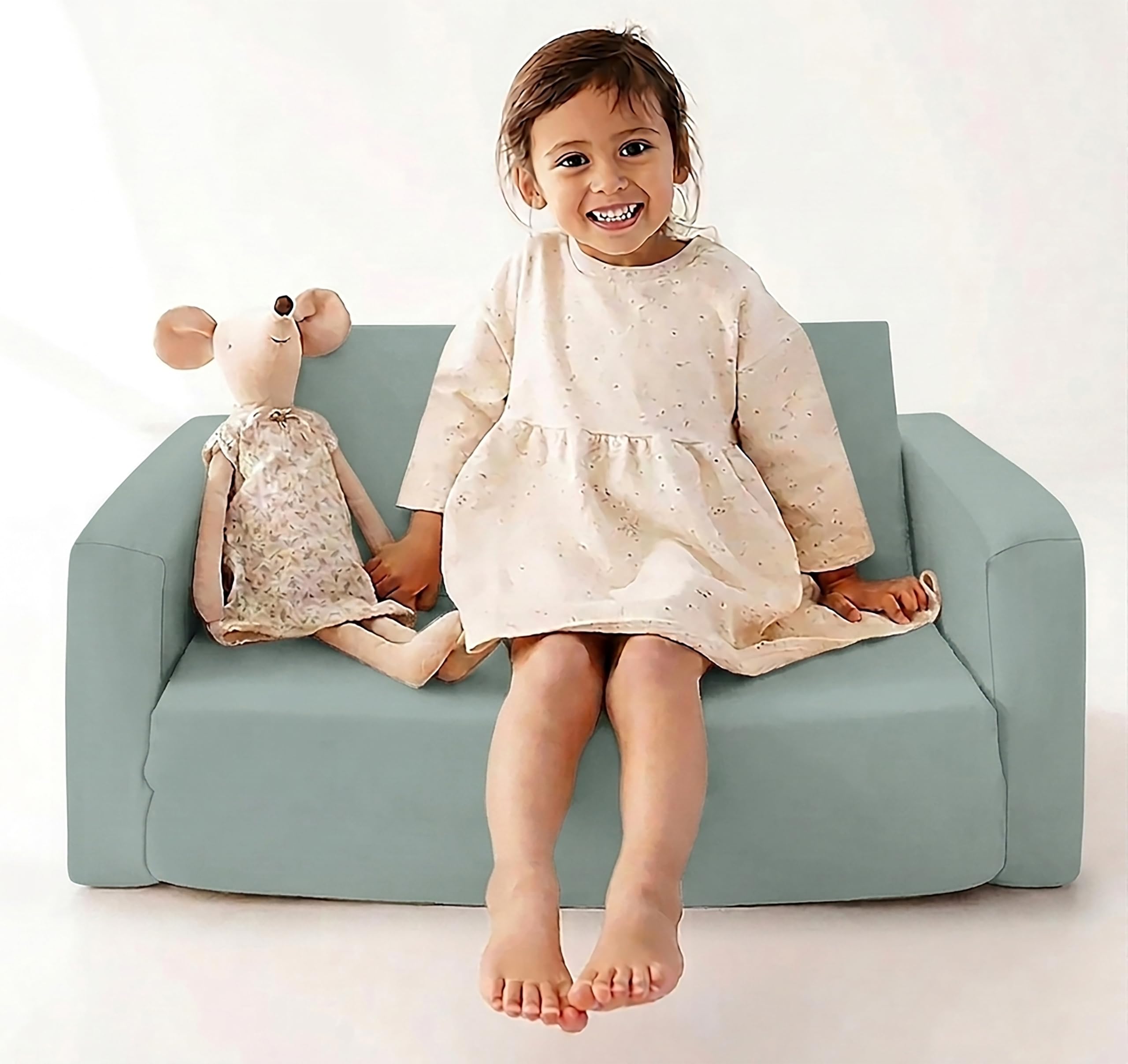 Oasis Hometex Baby/Couch/Playmat/Three Layers of Folding Kids Sofa/Armchair Flip Open Plush Foldable Mini/Foldable Sofa Cum Bed Chair for 6-60 Months (Upto 5 Years Kids) (Green) -Kiwi-image-44