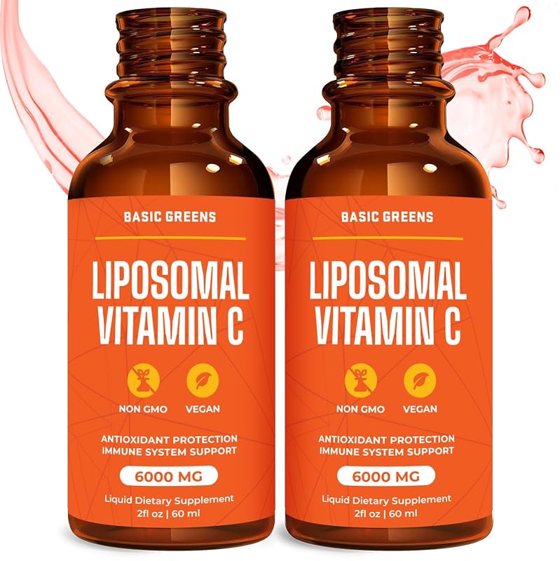 BASIC GREENS Vitamina C lipossomal líquida 6000 mg, 2 frascos de 120 mL