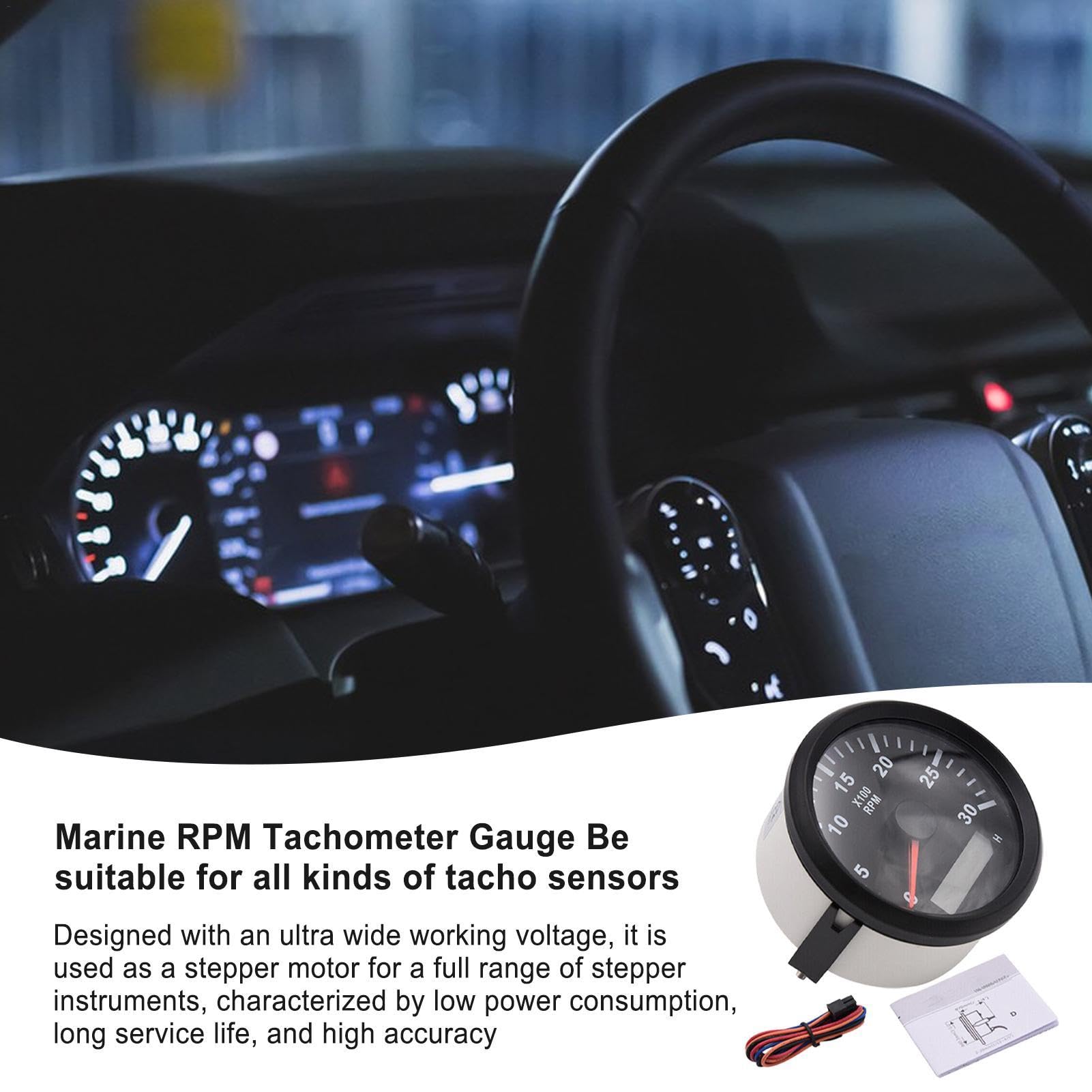 Strumento Contagiri RPM Marino, Indicatore Tachimetro Impermeabile a prova
