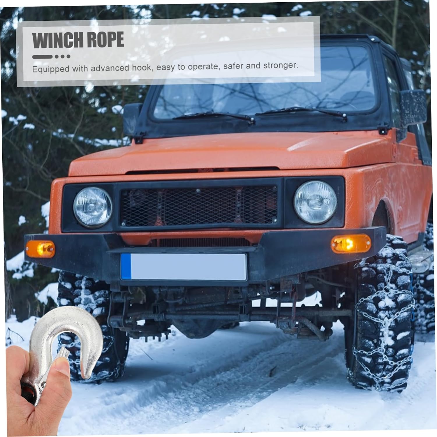 GLEAVI 1pc Polyester Trailer Winch Strap Hook for Loading Safe Portable Emergency Safety Rope for Use