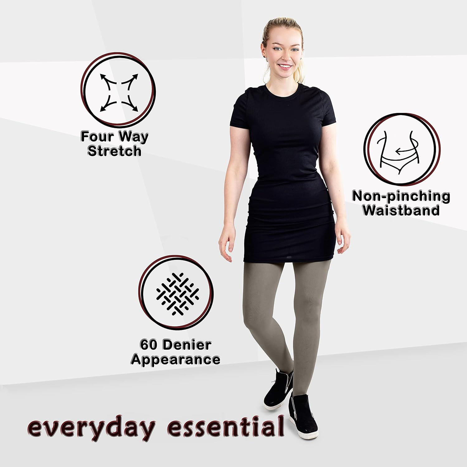 Silky Toes Women's 60D Soft Opaque Tights 1 or 2 Pairs -Black White And Colored Stockings for Women (Light Grey, D) - Image 4