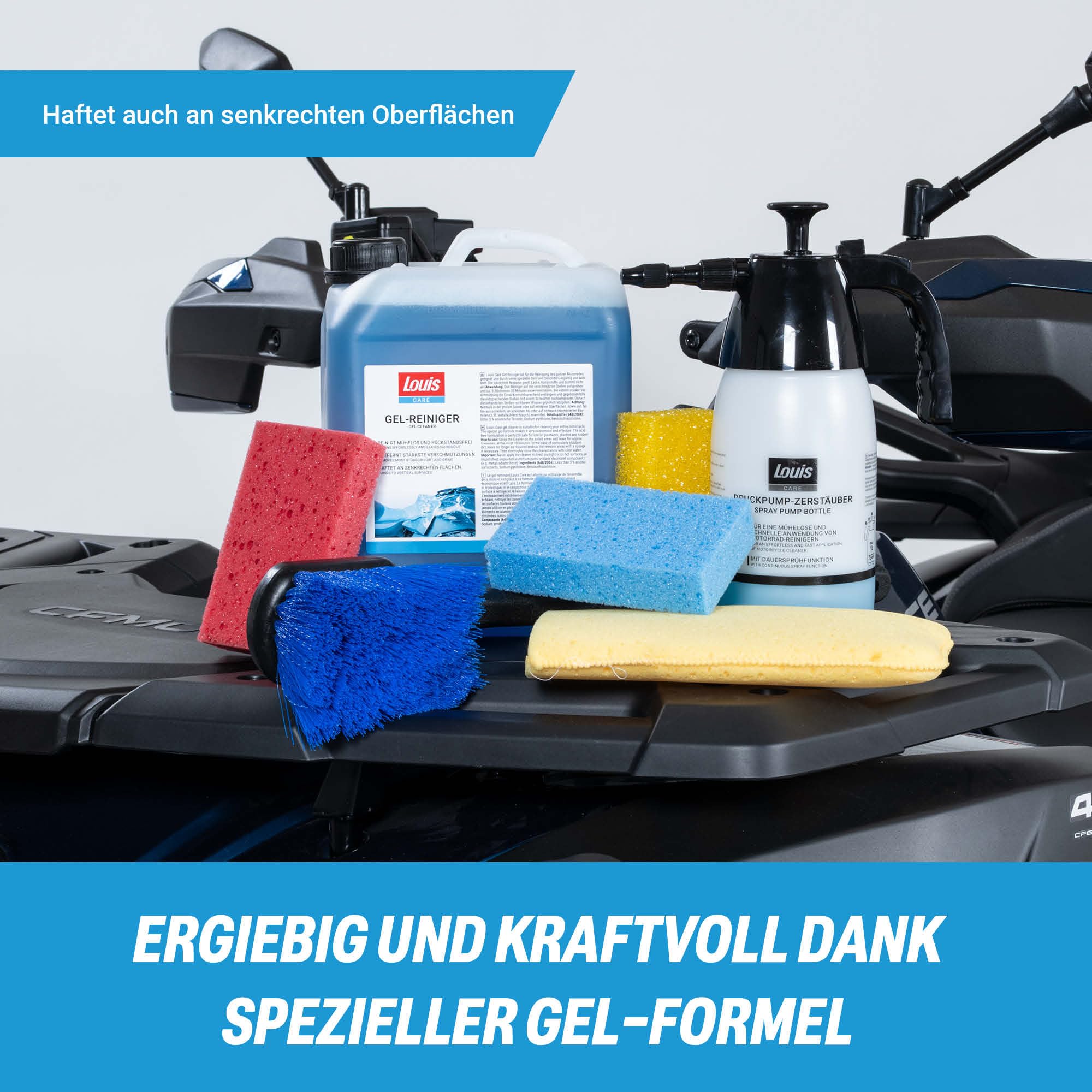 Louis Care Gel-Reiniger 5 L – Motorradreiniger in Gel-Form für die komplette Motorradpflege, entfernt starke Verschmutzungen rückstandsfrei und haftet auch an senkrechten Oberflächen