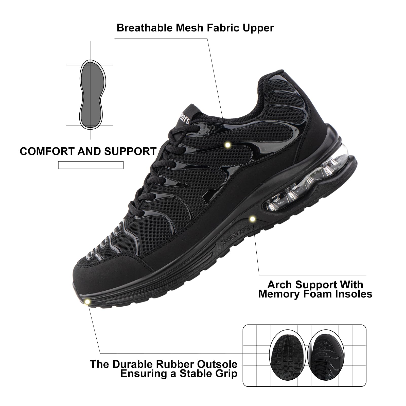 NEOKER Scarpe Running Uomo Donna Scarpe da Corsa Sneakers Scarpe Ginnastica Scarpe Trail Running Scarpe Sportive Platform Outdoor Nero Blu 36-48 EU