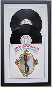 Record Album Double 2 Vinyl LP Frame Display Featuring White Matting Juke Box Style Design Black Frame