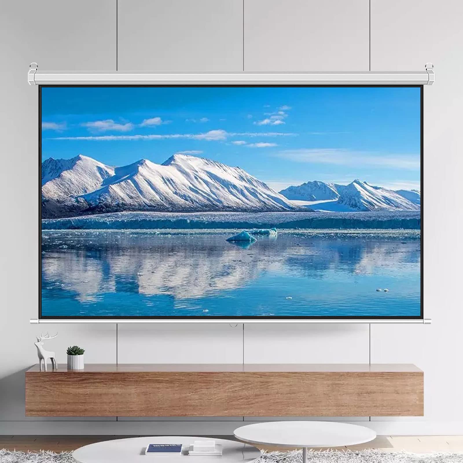 Ekran projektora — 4:3/16:9 HD Ręczny rozwijany ekran projektora Przenośny składany ekran projekcyjny z funkcją samoblokowania, do kina domowego Prezentacja (60inch 4:3
