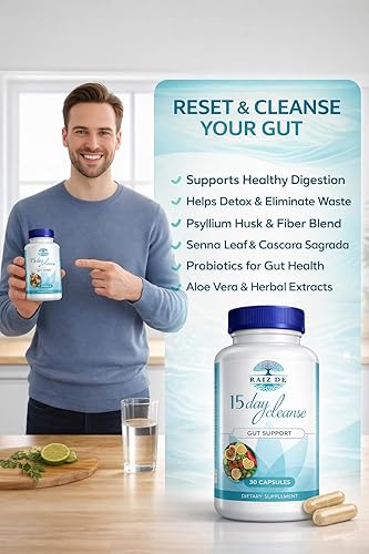 Miniatura 6 de 15-Day Digestive Detox Gut Cleanse – Senna, Cascara Sagrada, Psyllium Husk & Probiotics | Natural and Gentle Colon & Gut Support for Regularity,