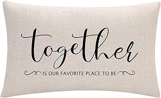ULOVE LOVE YOURSELF Home Quotes Lumber Decorative Pillowcases Together is Our Favorite Place to Be” Farmhouse Throw Pillow Cover 12 x 20 Inch Rustic Family Words Country Decor for Sofa/Couch/Porch